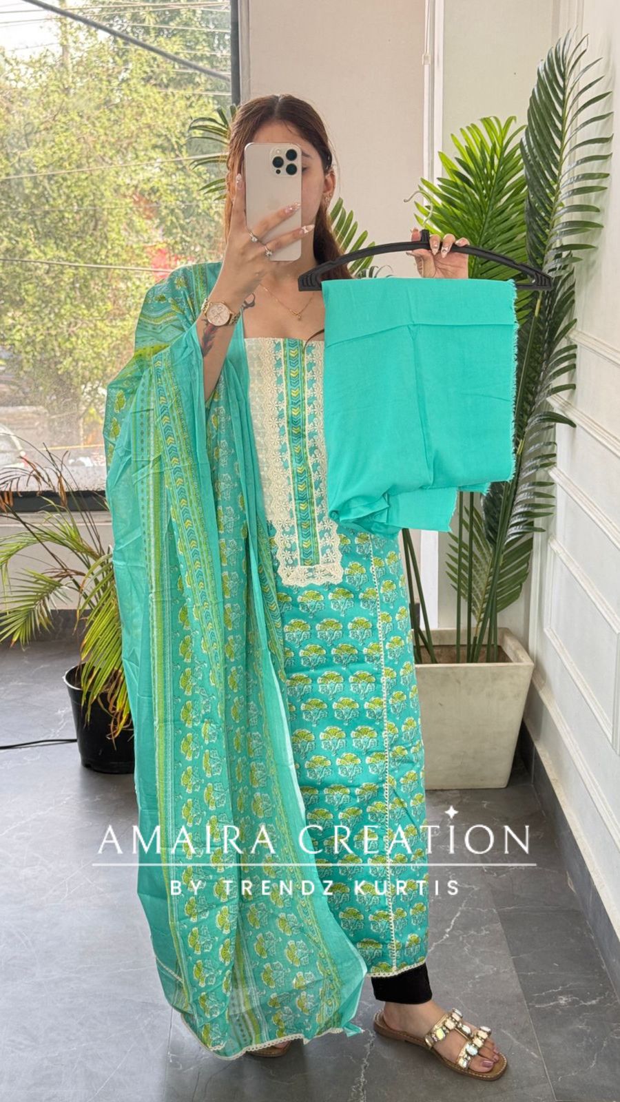 Premium Cotton Ocean Blue Colour Unstitched Suit