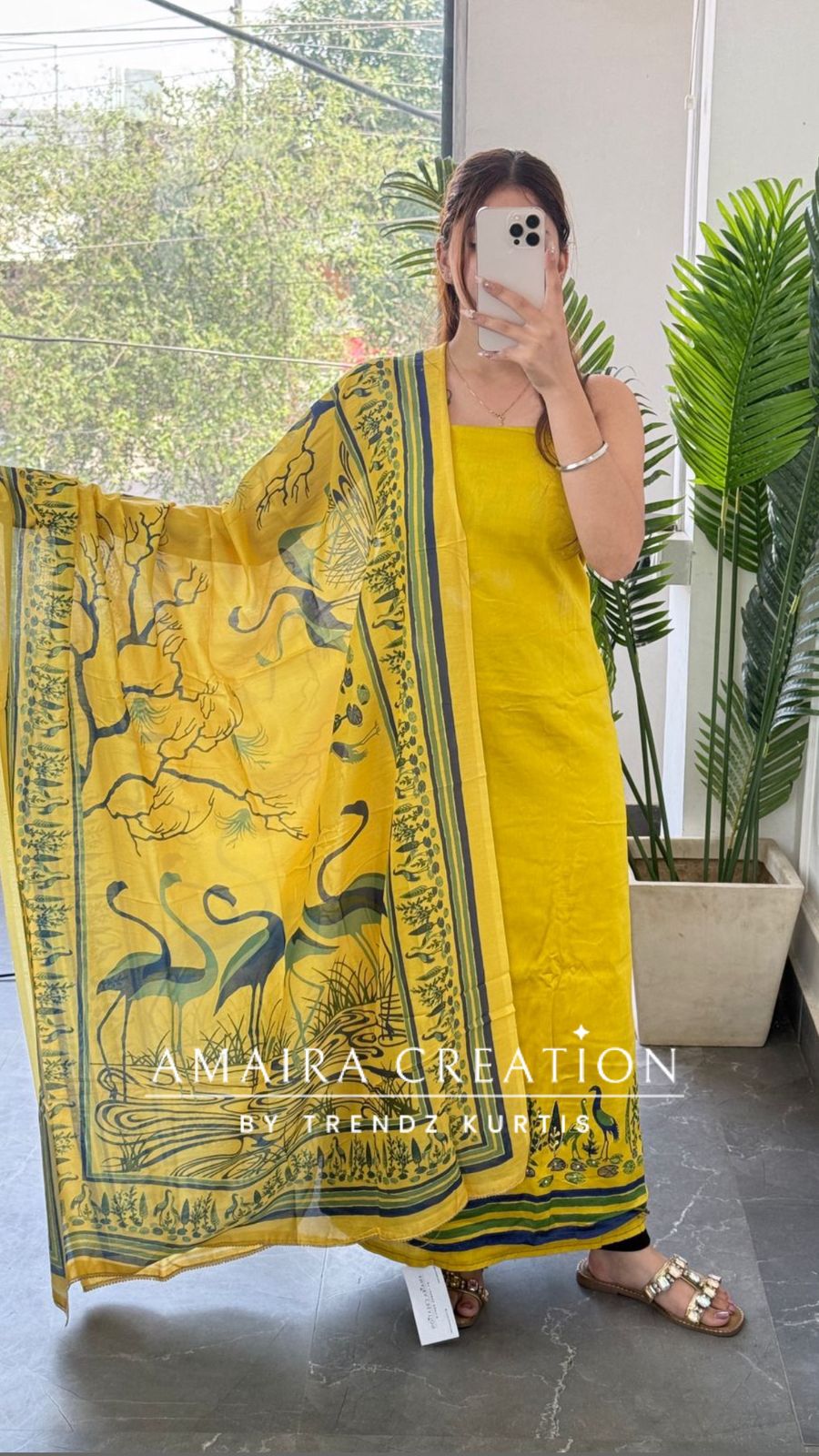 Premium Glaze Cotton Lemon Colour Unstitched