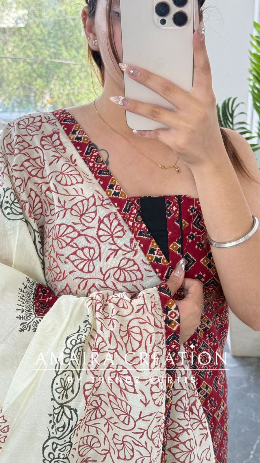 Premium Cotton Maroon Colour Jaipuri Print Unstitch Suit