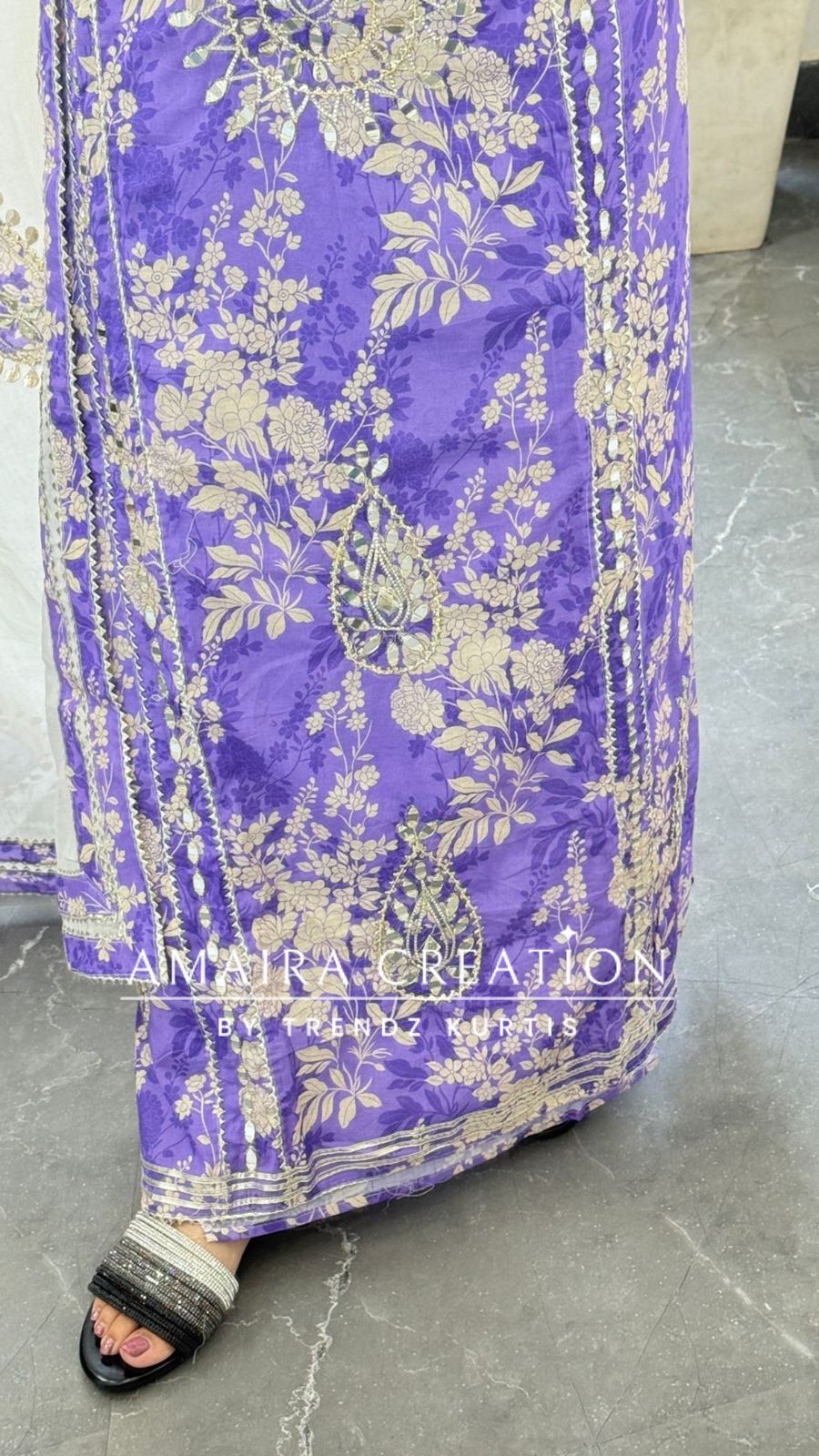 Premium Cotton Lavender Colour Gotta Paati & Mirror Work Unstitched Suit With Beautiful Patch Work Dupatta