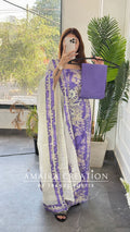 Premium Cotton Lavender Colour Gotta Paati & Mirror Work Unstitched Suit With Beautiful Patch Work Dupatta
