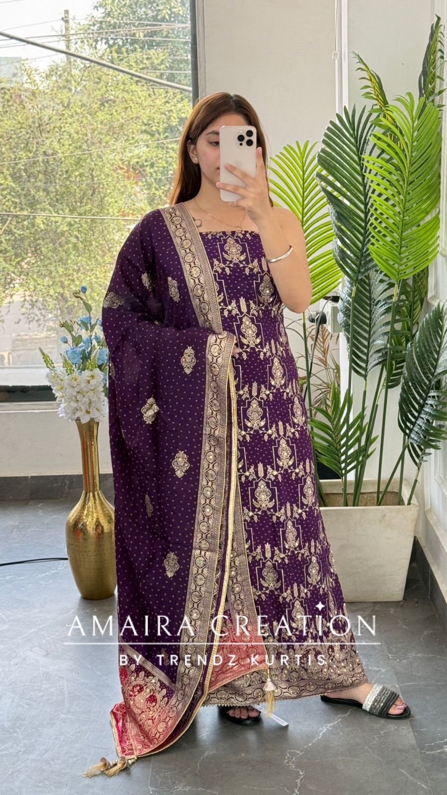 Premium Purple Banarasi Silk Unstitched Suit With Dual Shade Banarasi Dupatta