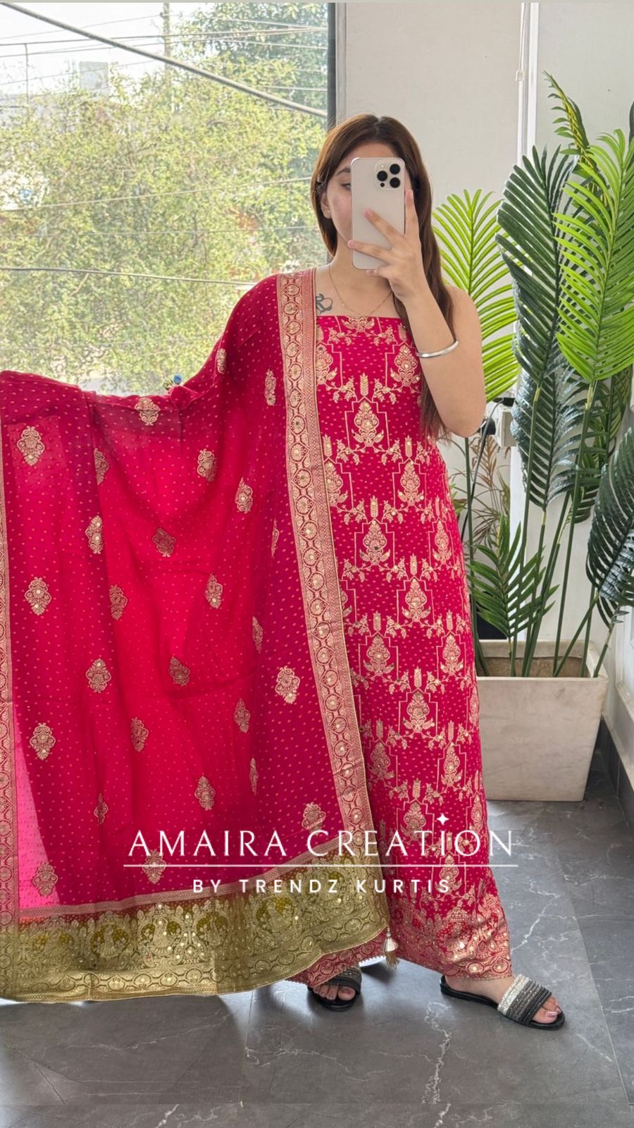Premium  Magenta Banarasi Silk Unstitched Suit With Dual Shade Banarasi Dupatta