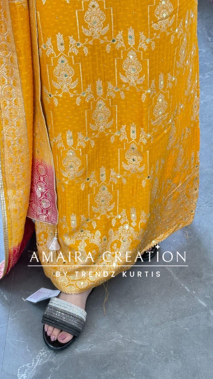 Premium Yellow Banarasi Silk Unstitched Suit With Dual Shade Banarasi Dupatta