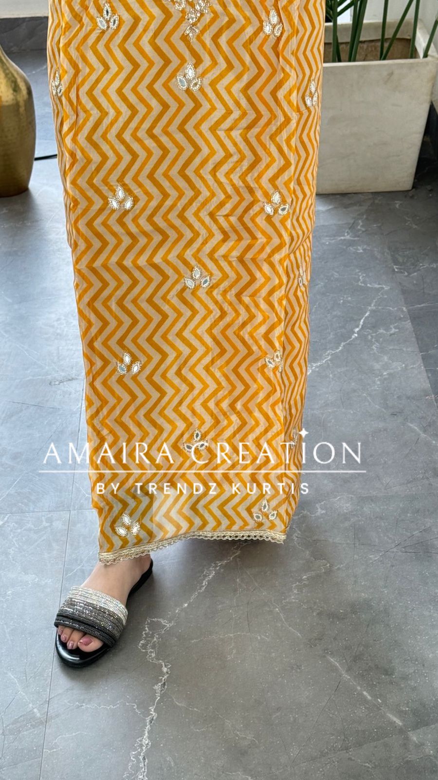 Premium Oragnaza  Yellow Colour Lehriya Print Unstitched Suit With Beautiful Chiffon Dupatta