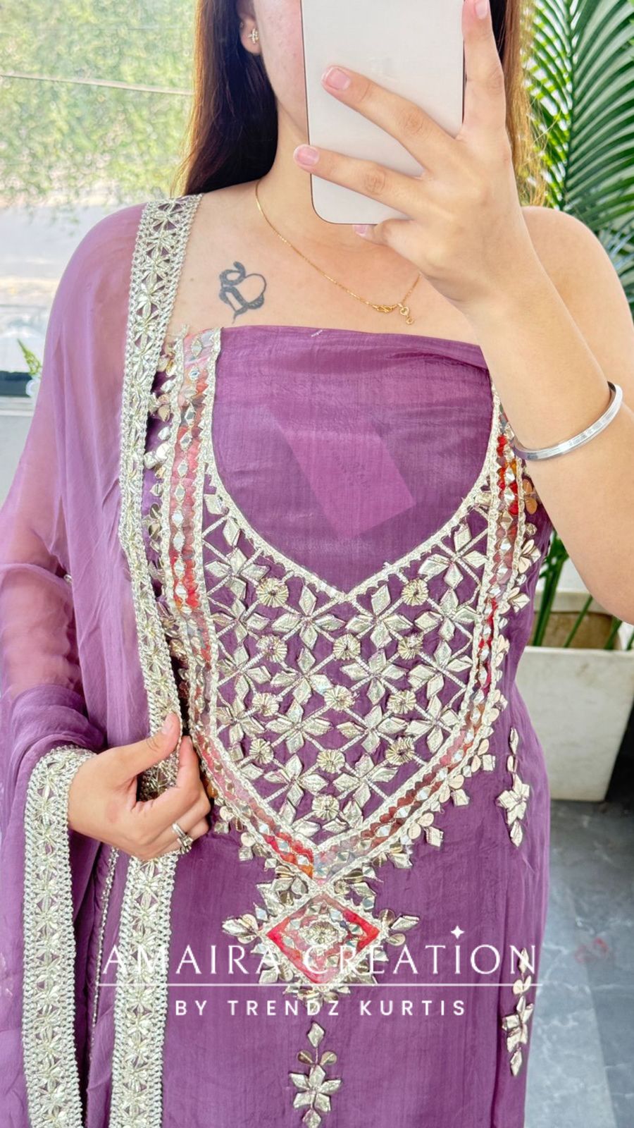 Premium Organza Berry Colour Unstitched Suit With Chiffon Dupatta