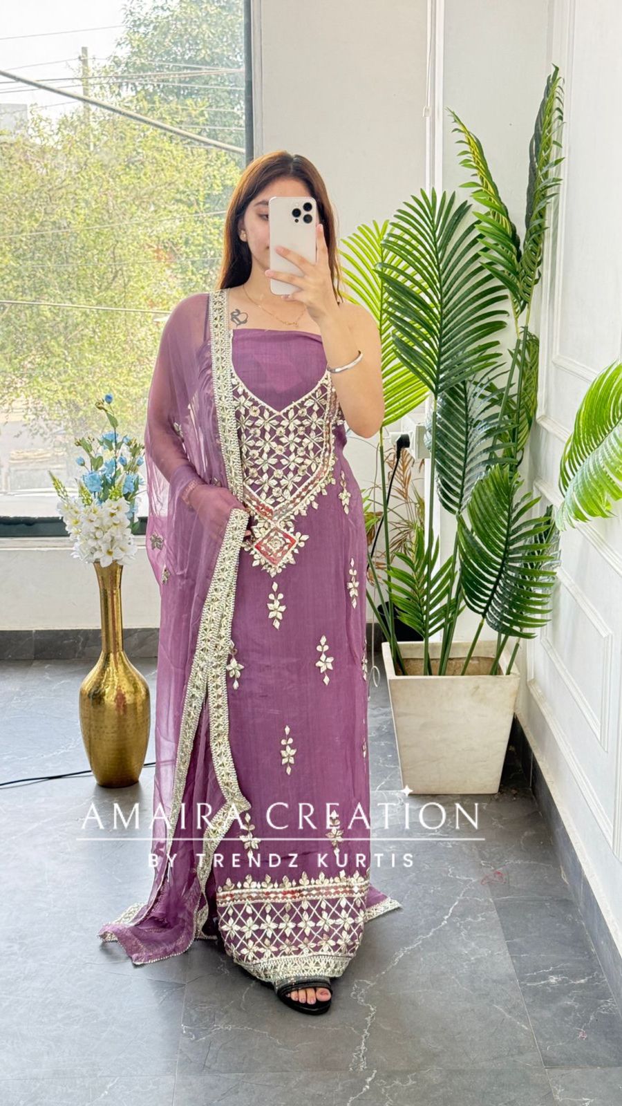 Premium Organza Berry Colour Unstitched Suit With Chiffon Dupatta