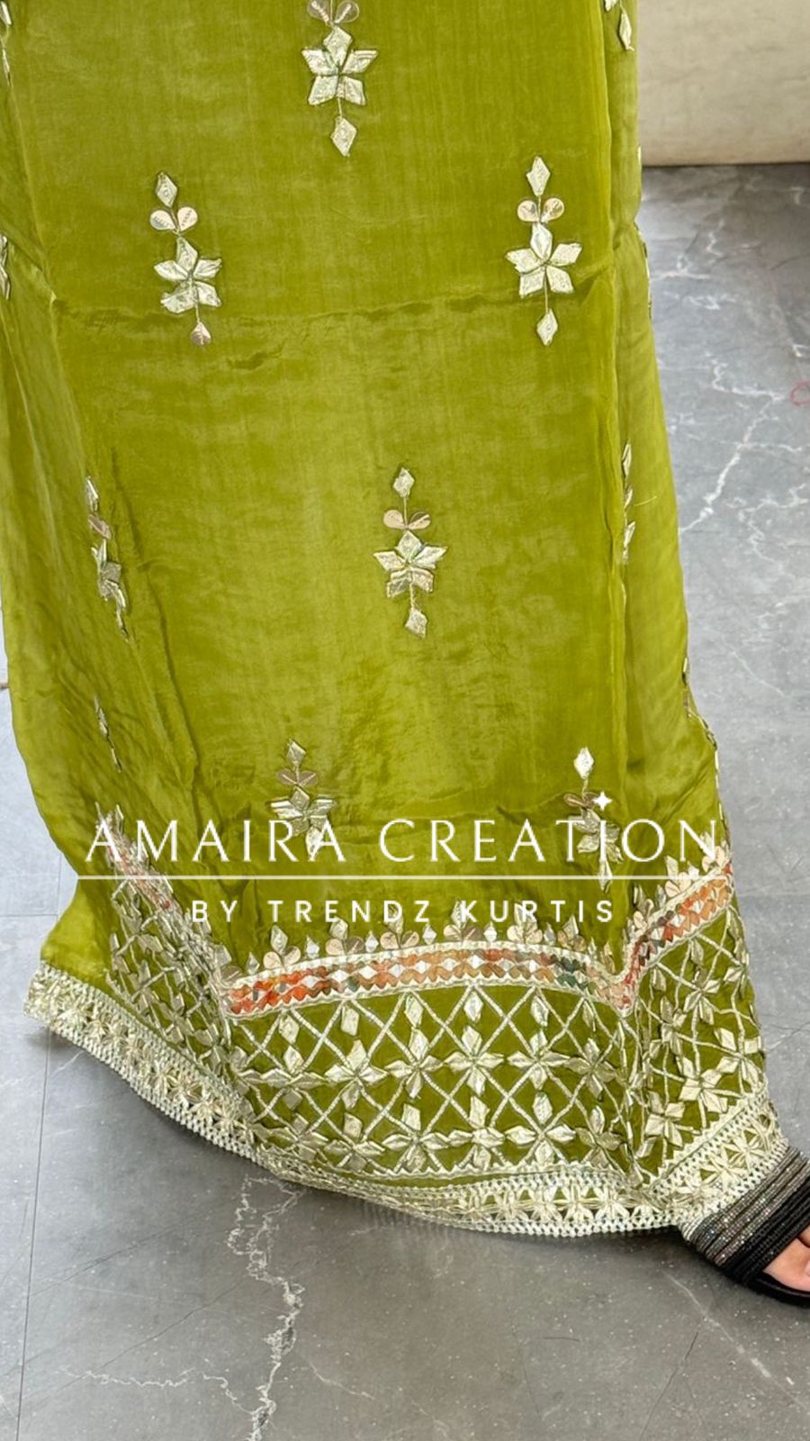 Premium Organza Green Colour Unstitched Suit With Chiffon Dupatta