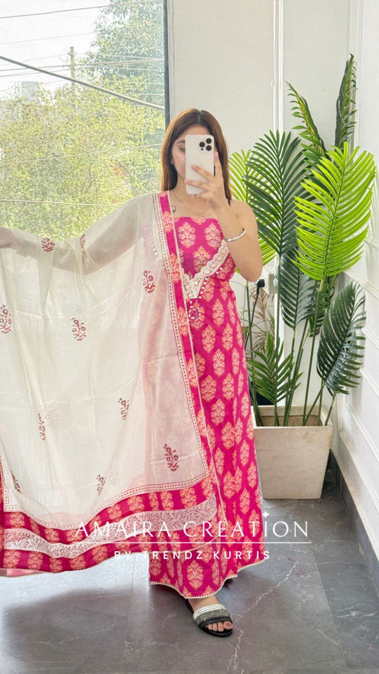 Premium Cotton Pink Colour Unstitched Suit