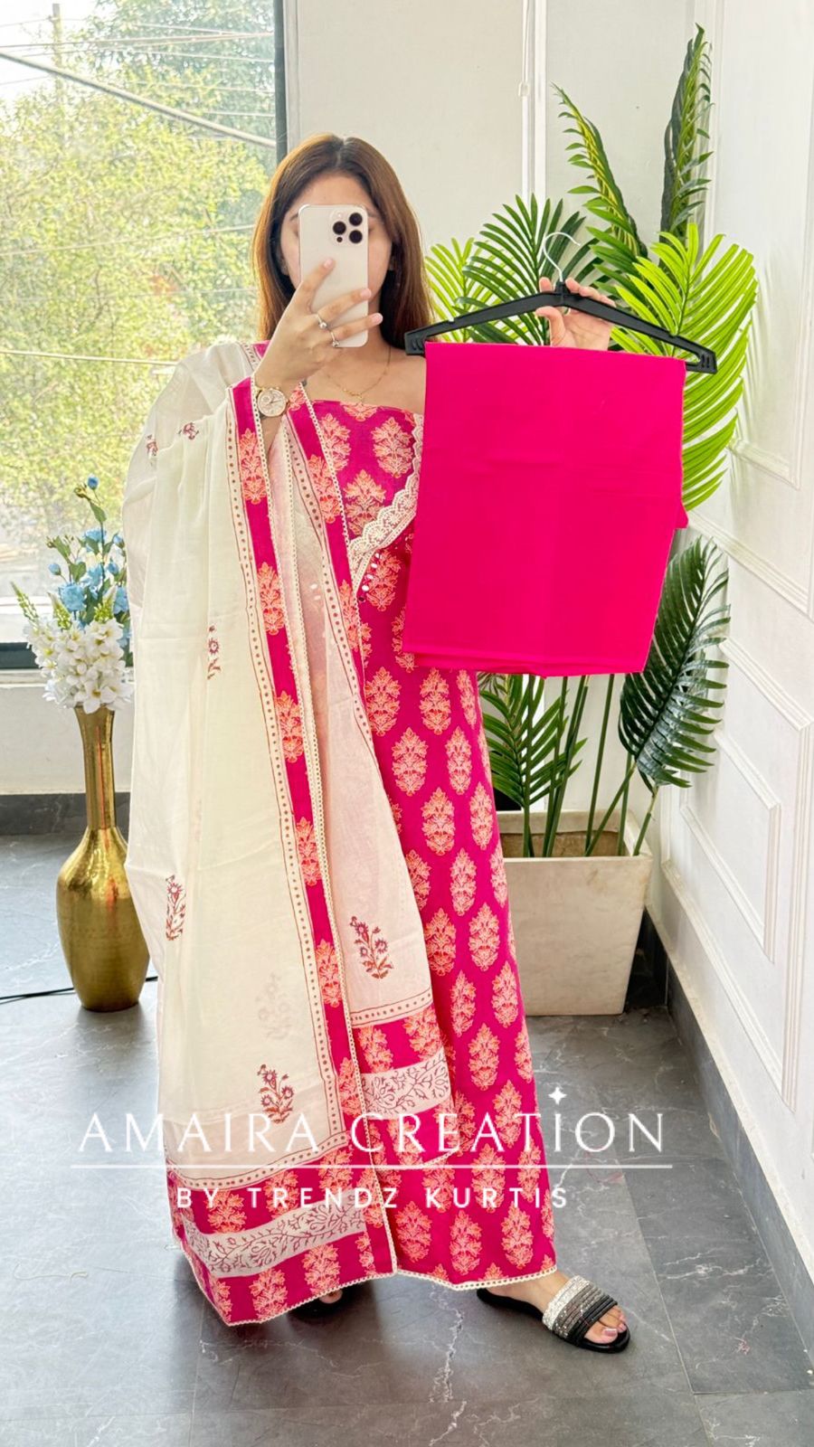 Premium Cotton Pink Colour Unstitched Suit