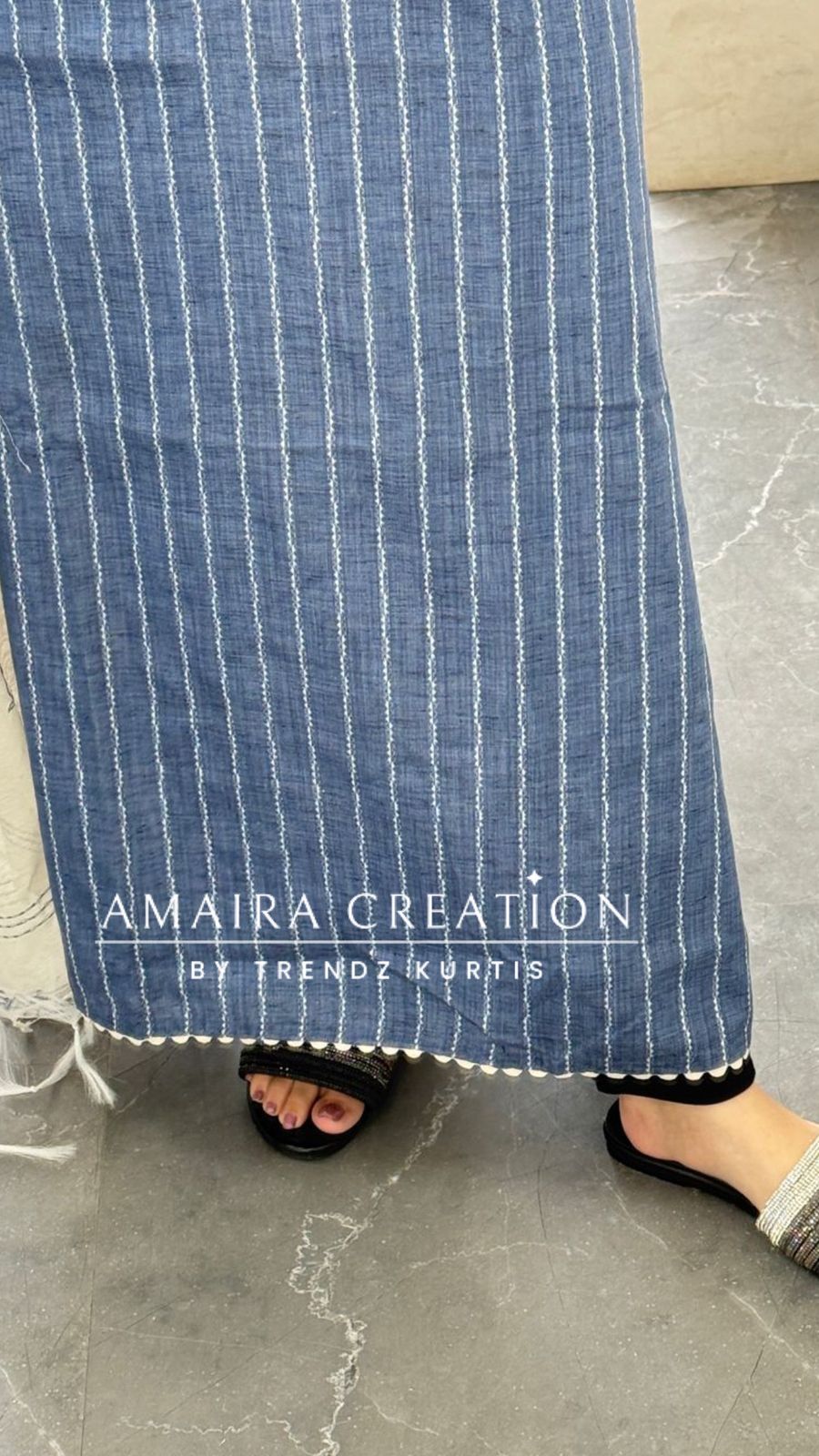 Premium Cotton Denim Blue Colour Colour Unstitched Suit With Embroidery Kota Dupatta