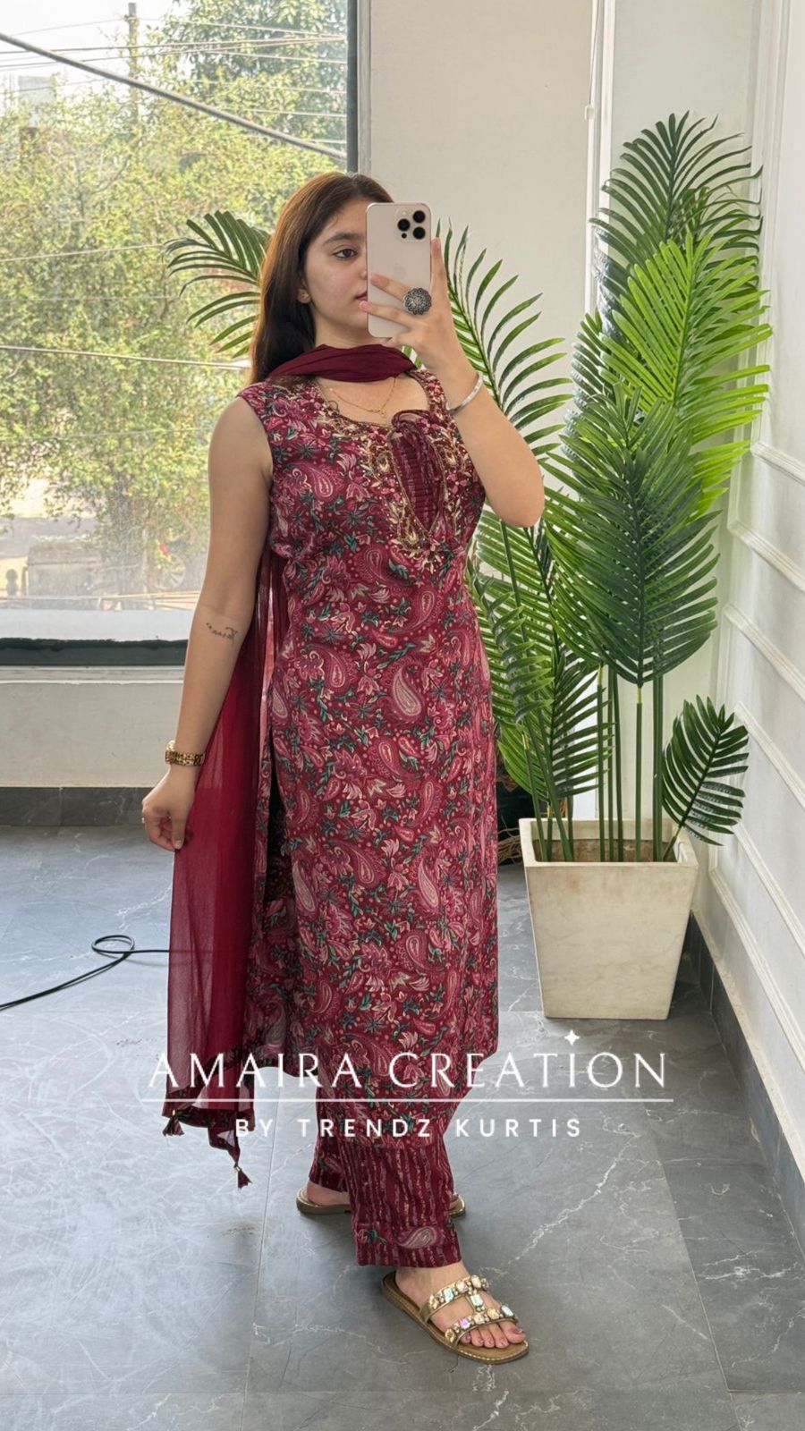 Ruhani (Maroon Colour) (17 inches sleeves available)