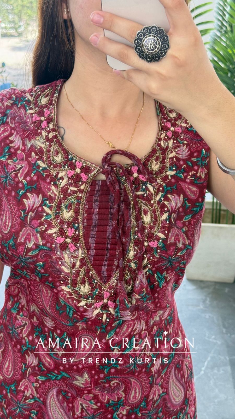 Ruhani (Maroon Colour) (17 inches sleeves available)