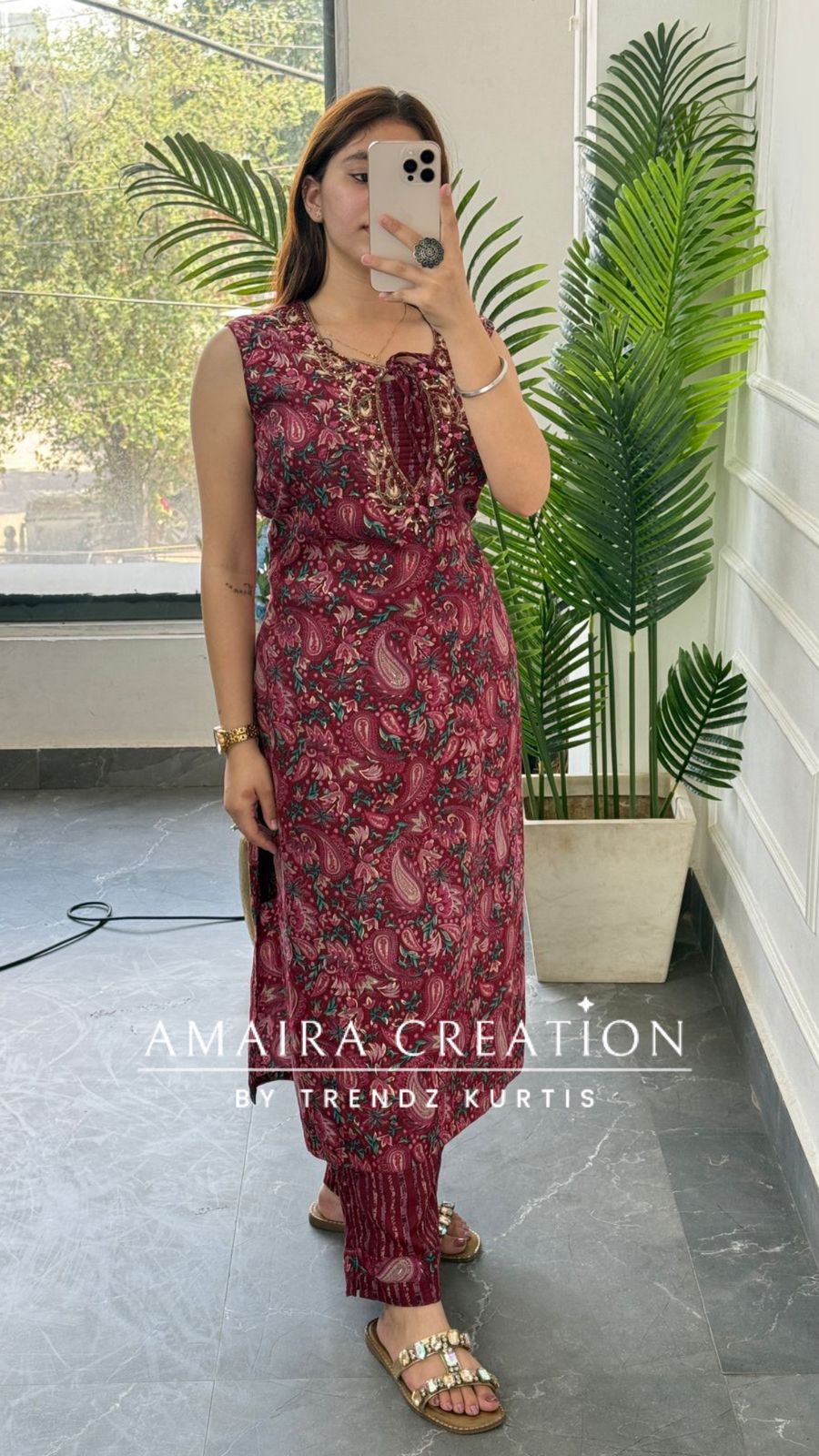 Ruhani (Maroon Colour) (17 inches sleeves available)