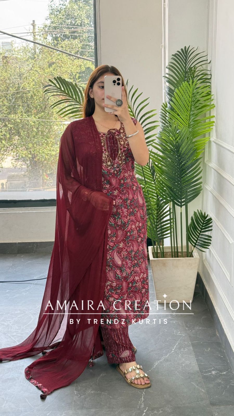 Ruhani (Maroon Colour) (17 inches sleeves available)