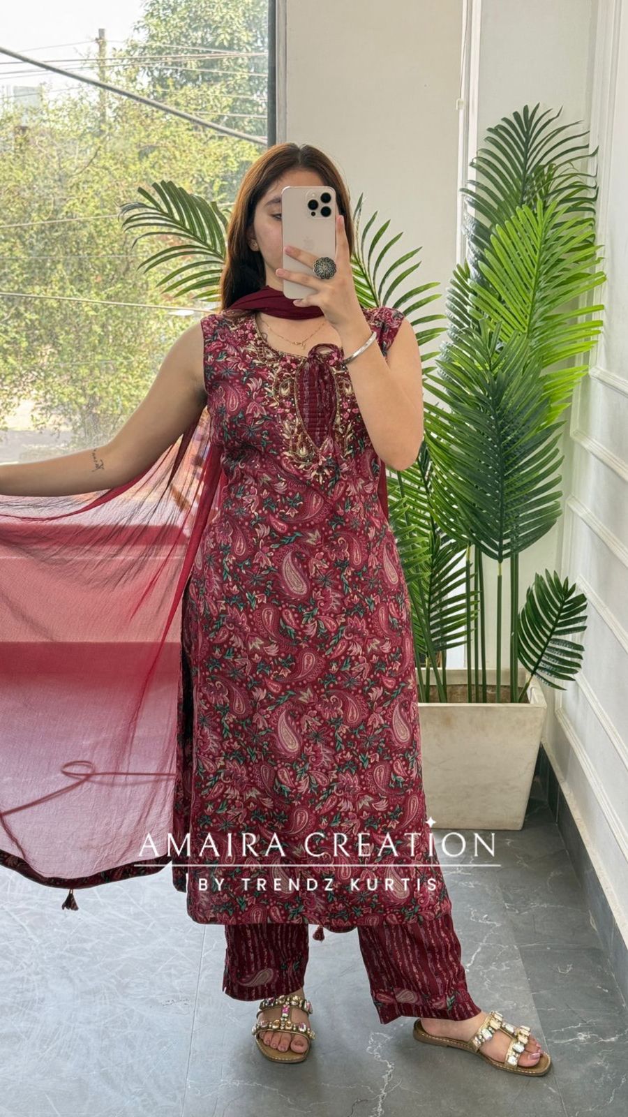 Ruhani (Maroon Colour) (17 inches sleeves available)