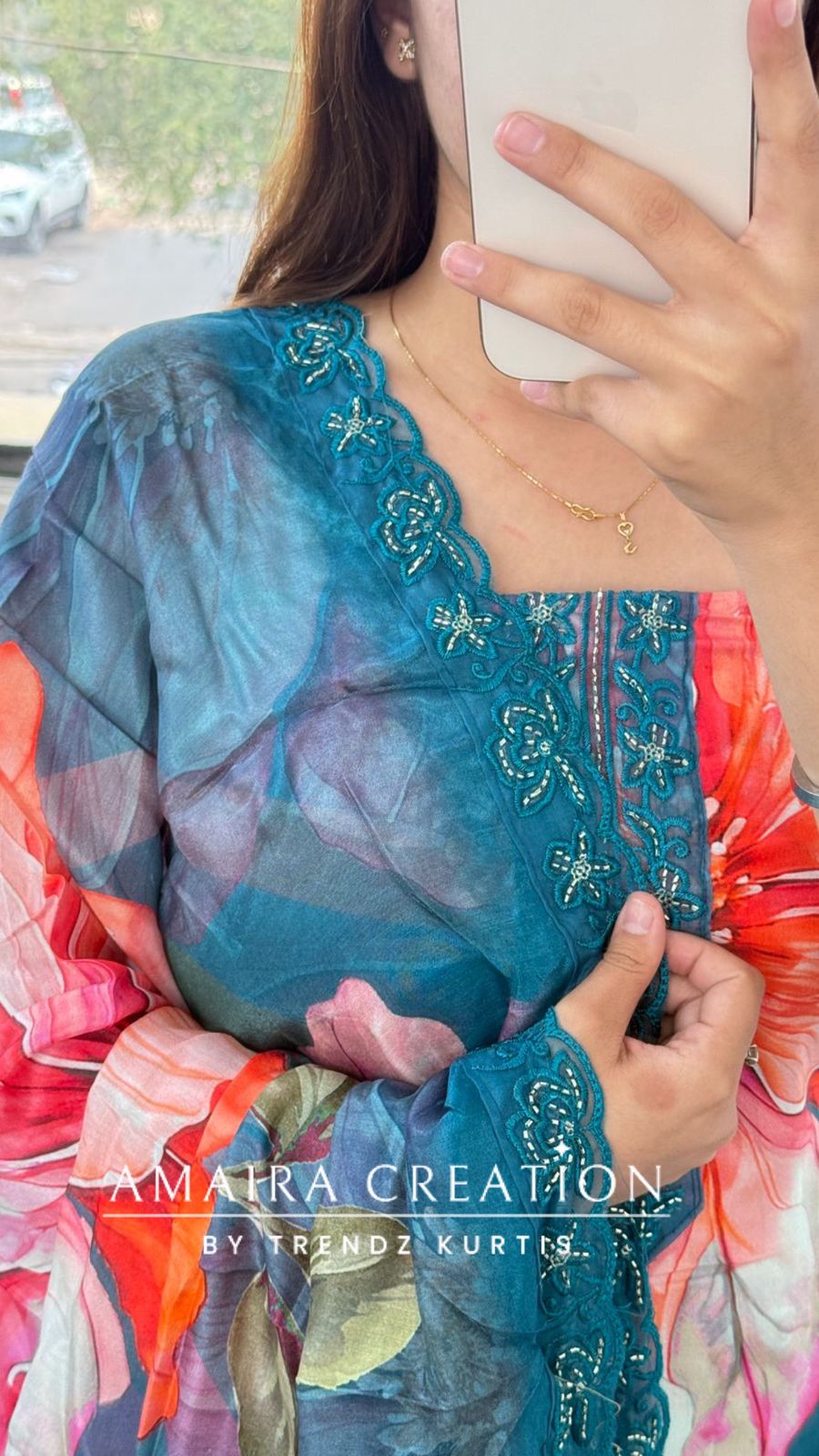 Premium Soft Muslin Firozi Colour Floral Print Unstitch Suit