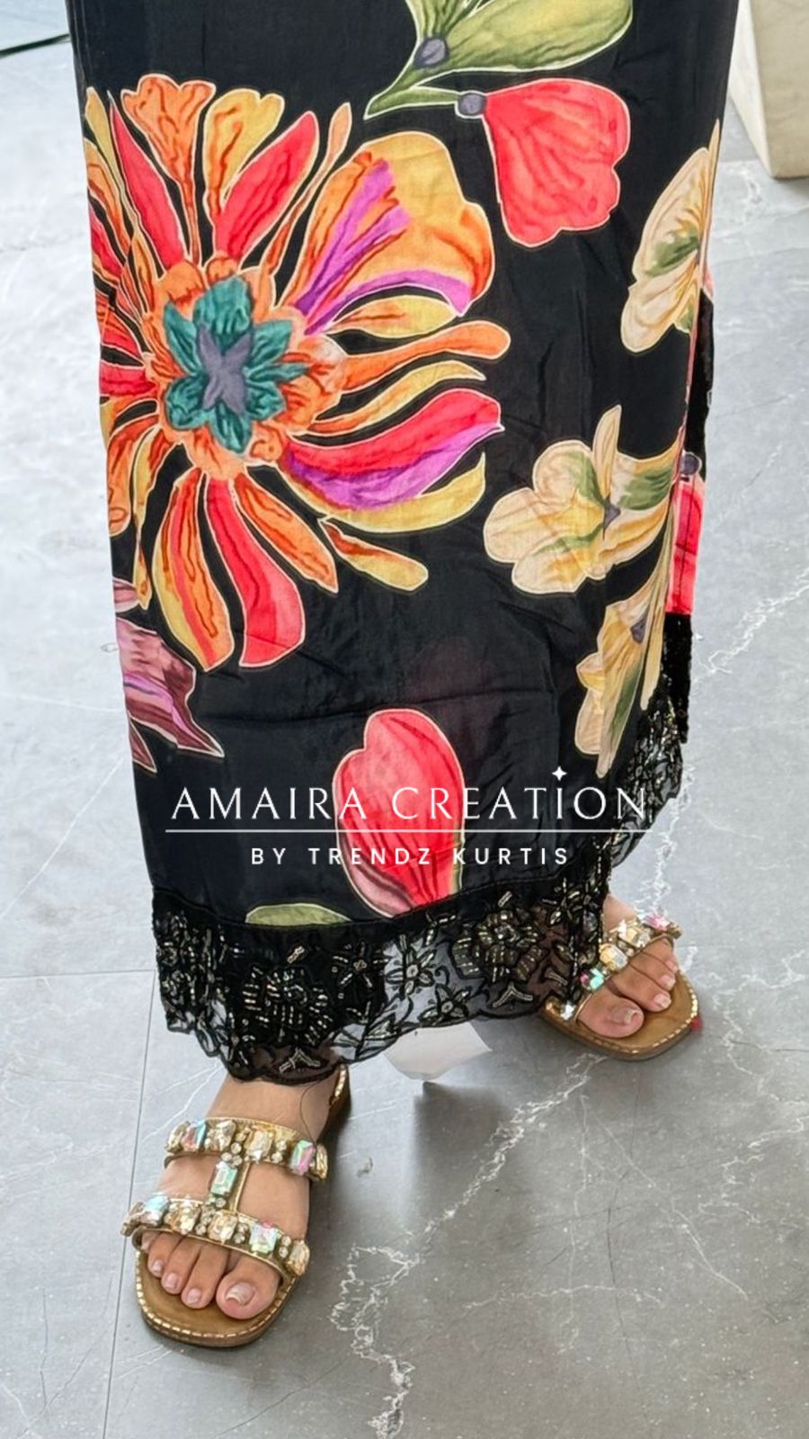 Premium Soft Muslin Black Colour Floral Print Unstitch Suit