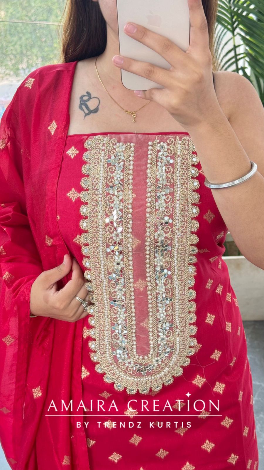 Banarasi silk Fabric Magenta Colour unstitched suit