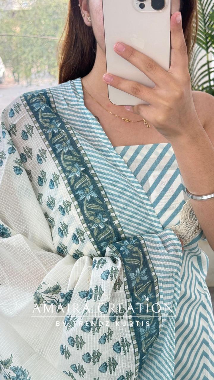 Premium Cotton Blue Colour Unstitched Suit