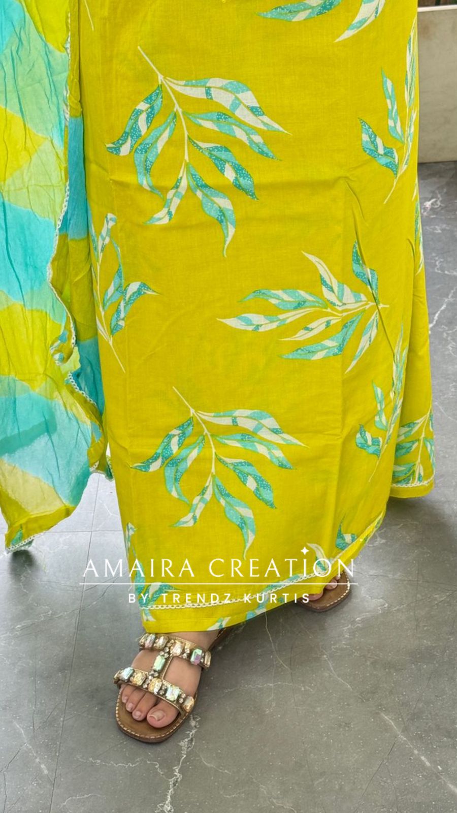 Premium Neon Green Colour Unstitched With Beautiful Chiffon Dupatta
