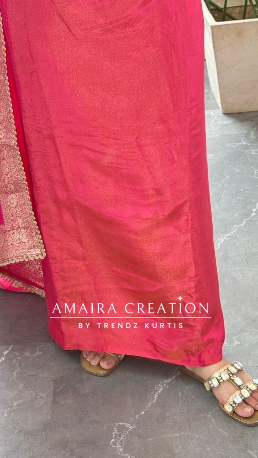 Premium Glass Tissue Pink Colour Unstitched Suit With Banarasi Dupatta