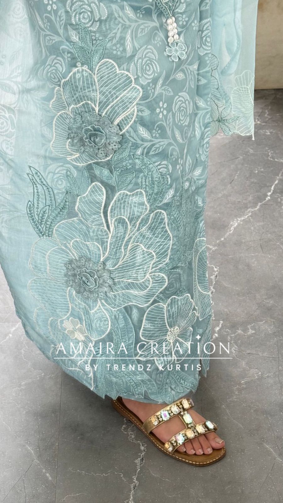 Premium Cotton Organza Fabric Powder Blue Color Unstitched Suit