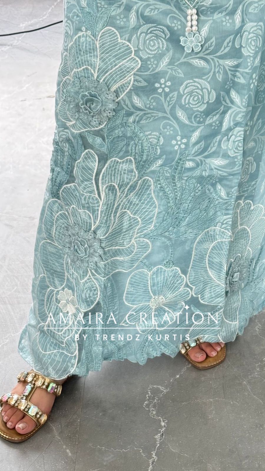 Premium Cotton Organza Fabric Powder Blue Color Unstitched Suit
