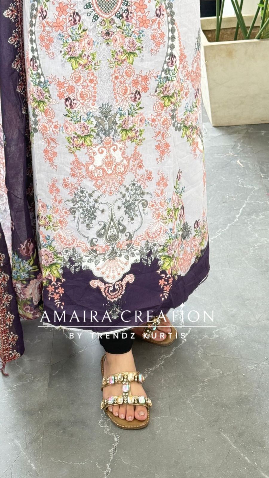Premium Cotton Grey Purple Colour Unstitched Suit