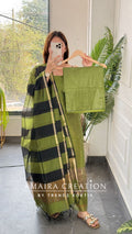 Premium Silk Green Black Unstitched Suit With Banarasi Silk