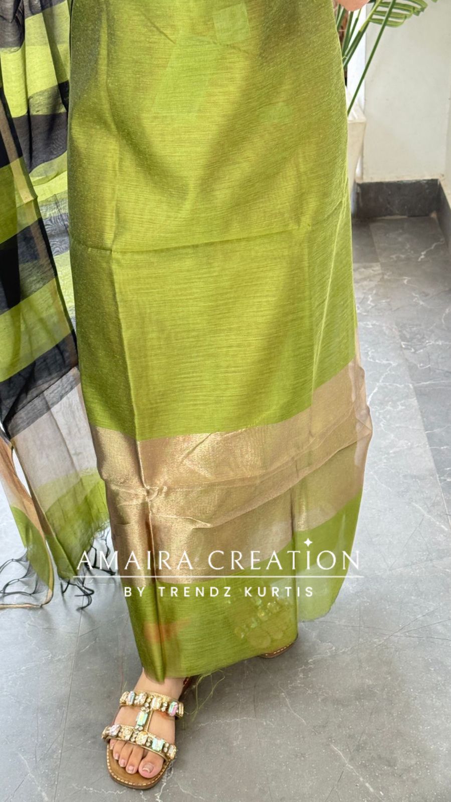 Premium Silk Green Black Unstitched Suit With Banarasi Silk