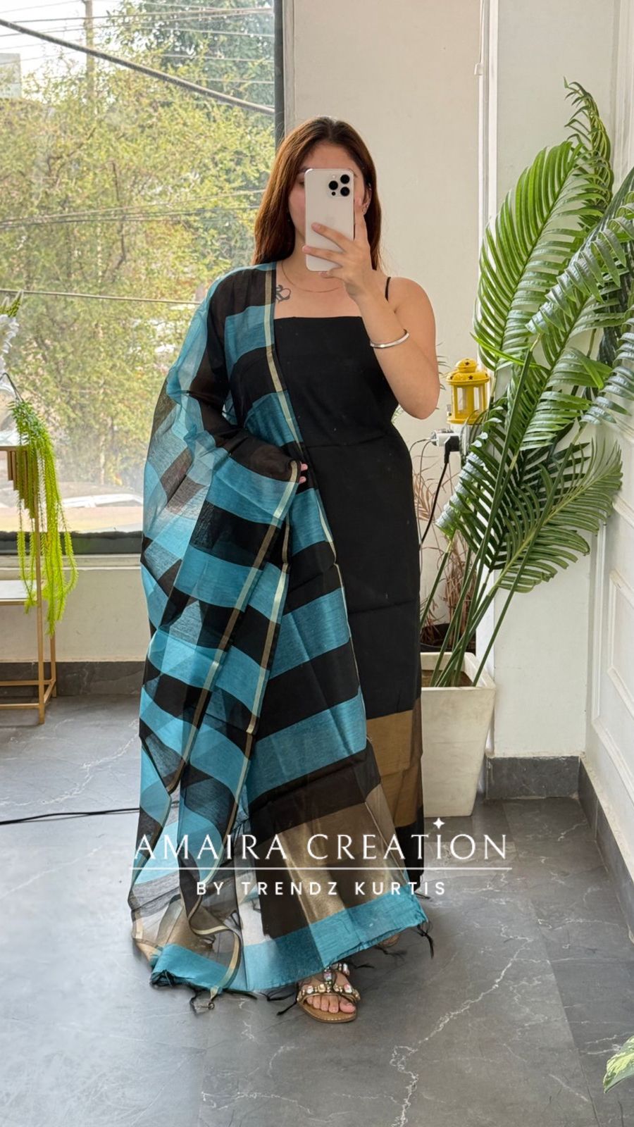 Premium Silk Blue Black Unstitched Suit With Banarasi Silk