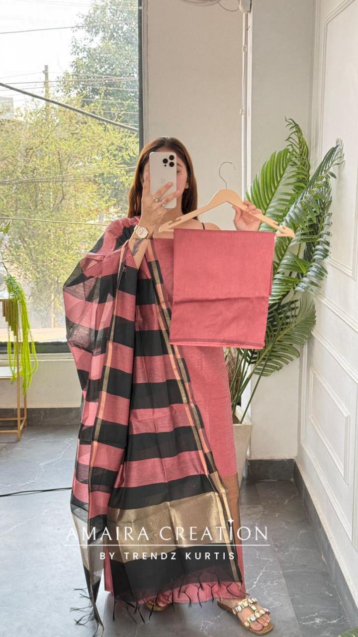 Premium Silk Onion Black Unstitched Suit With Banarasi Silk