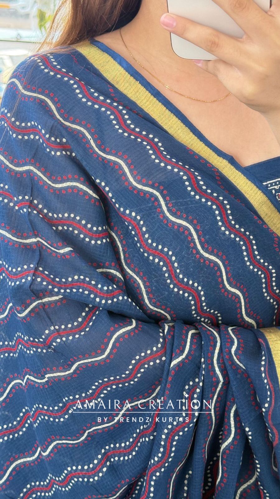 Premium Cotton Blue Colour Ajrak Print Unstitched Suit