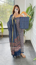 Premium Cotton Blue Colour Ajrak Print Unstitched Suit