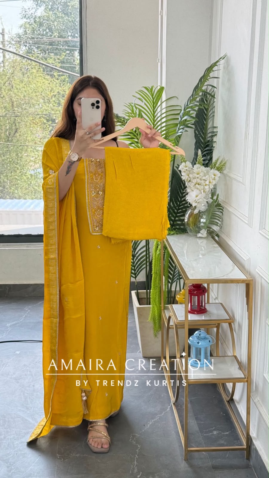 Premium Crepe Mustard Colour Unstitched Suit With Beautiful Chiffon Dupatta