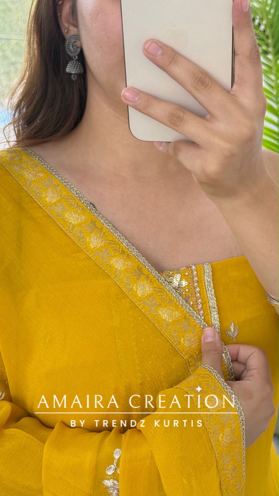 Premium Crepe Mustard Colour Unstitched Suit With Beautiful Chiffon Dupatta