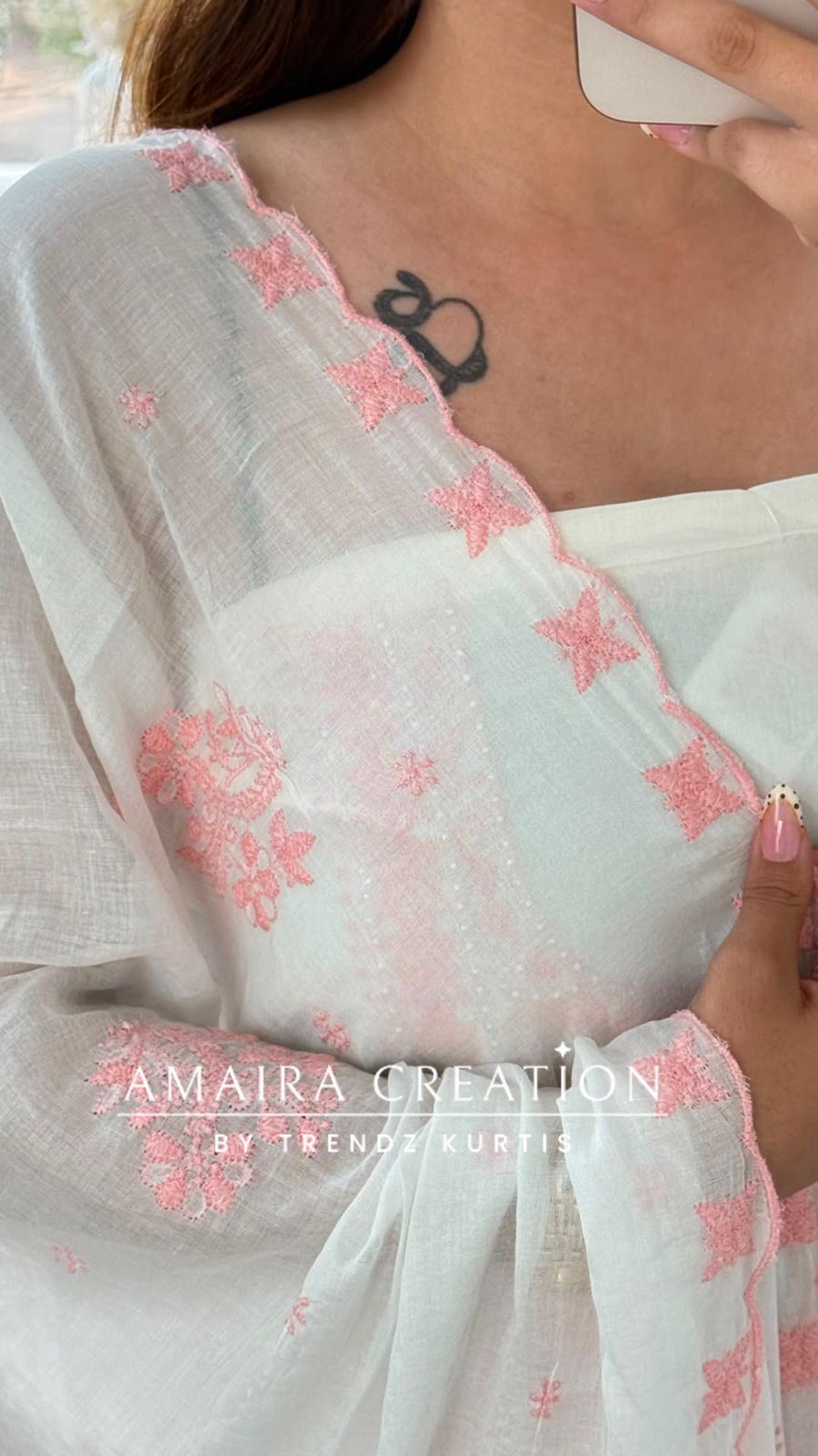 Premium Fabric White and Peach Colour Unstitched Suit