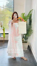 Premium Fabric White and Peach Colour Unstitched Suit