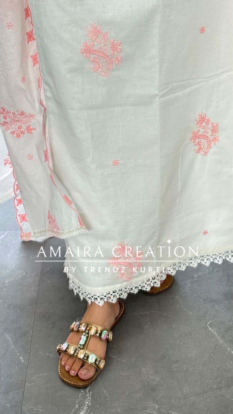 Premium Fabric White and Peach Colour Unstitched Suit