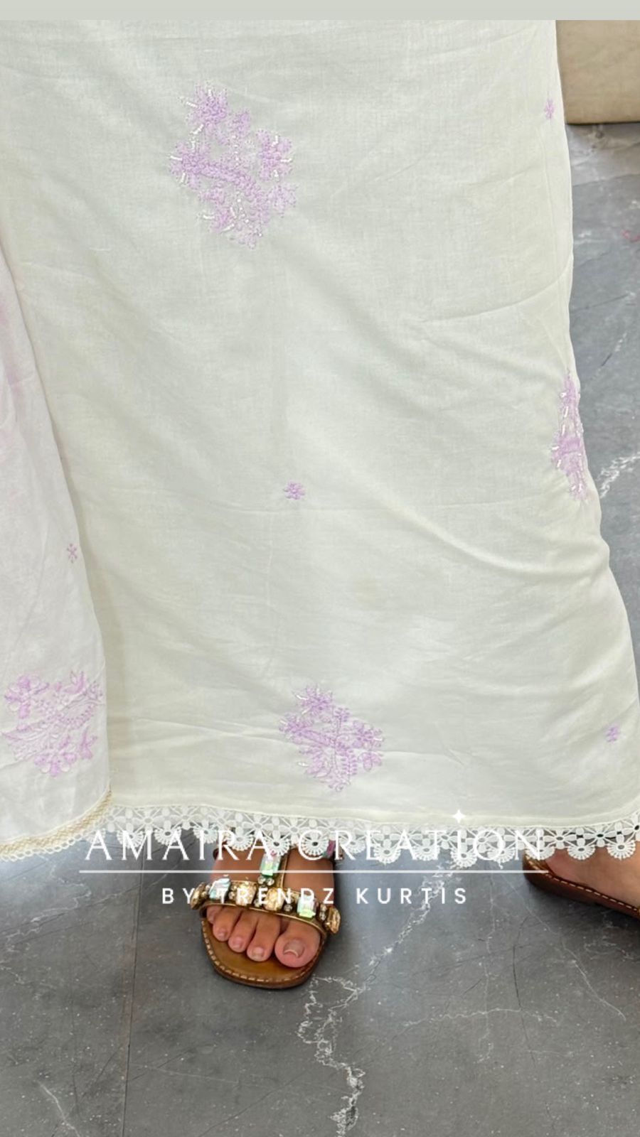 Premium Fabric White and Lavender Colour Unstitched Suit