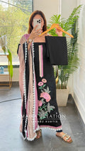 Premium Reyon Black Colour Thread Embroidery Unstitched Suit With Beautiful Dupatta