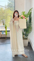 Premium Georgette Chikankari Beige Pink Unstitched Suit With Georgette Chikankari Dupatta