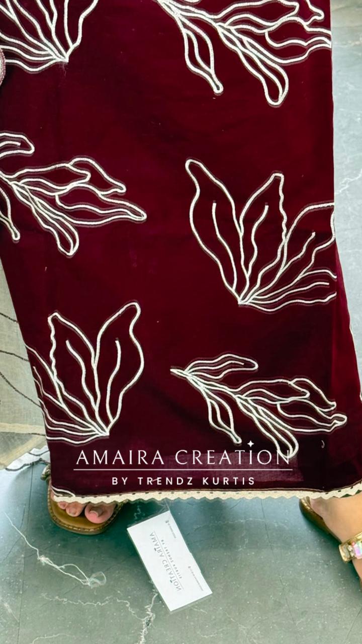 Premium Cotton Falsa Colour Unstitched Suit With Thread Embroidered
