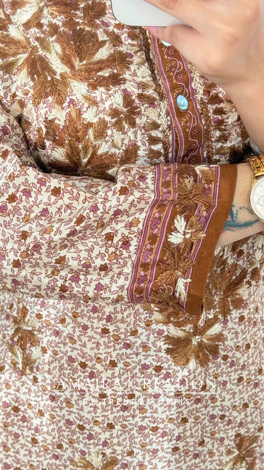Premium crepe Brown Colour Lakhnavi Cord set
