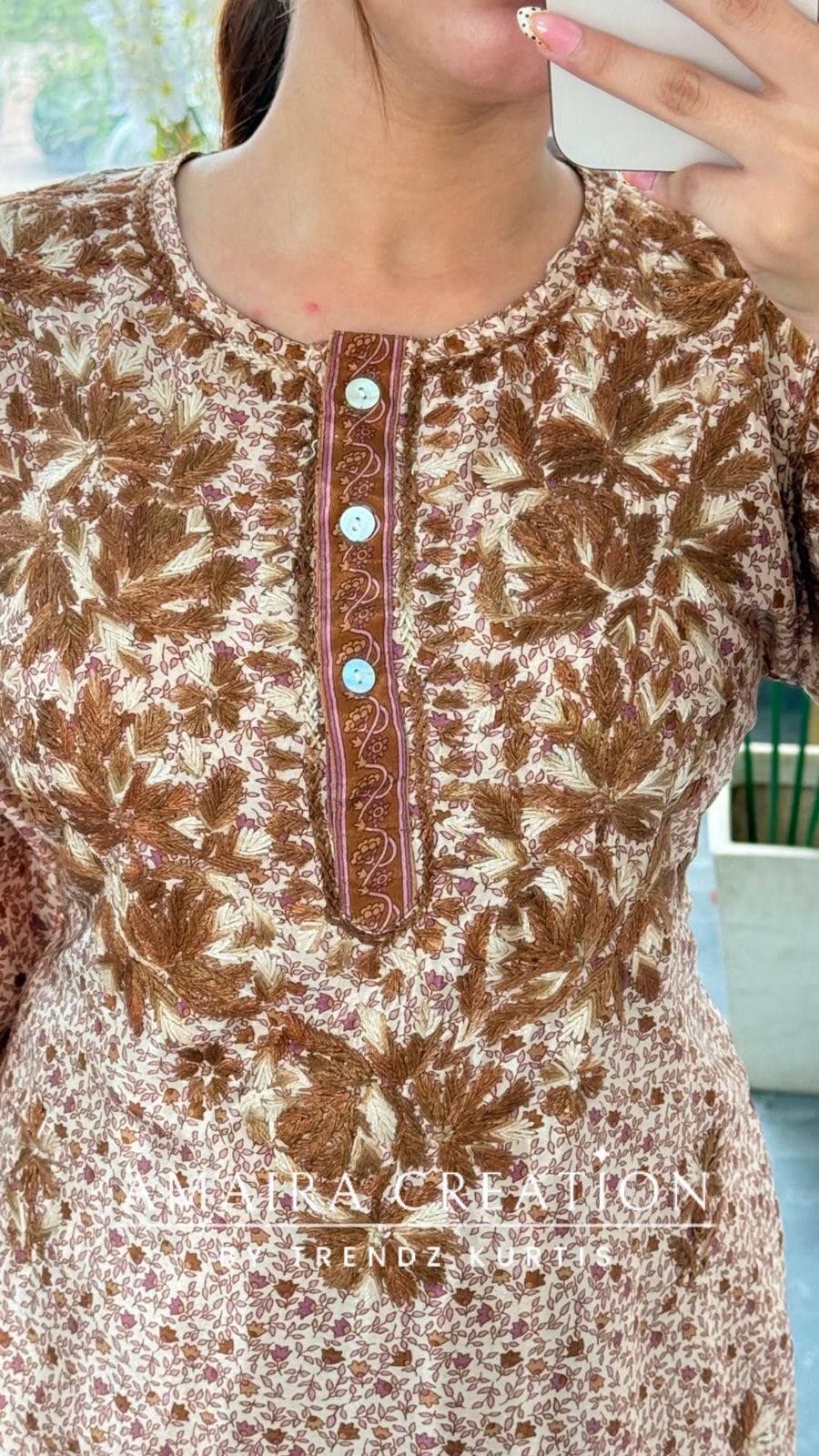 Premium crepe Brown Colour Lakhnavi Cord set