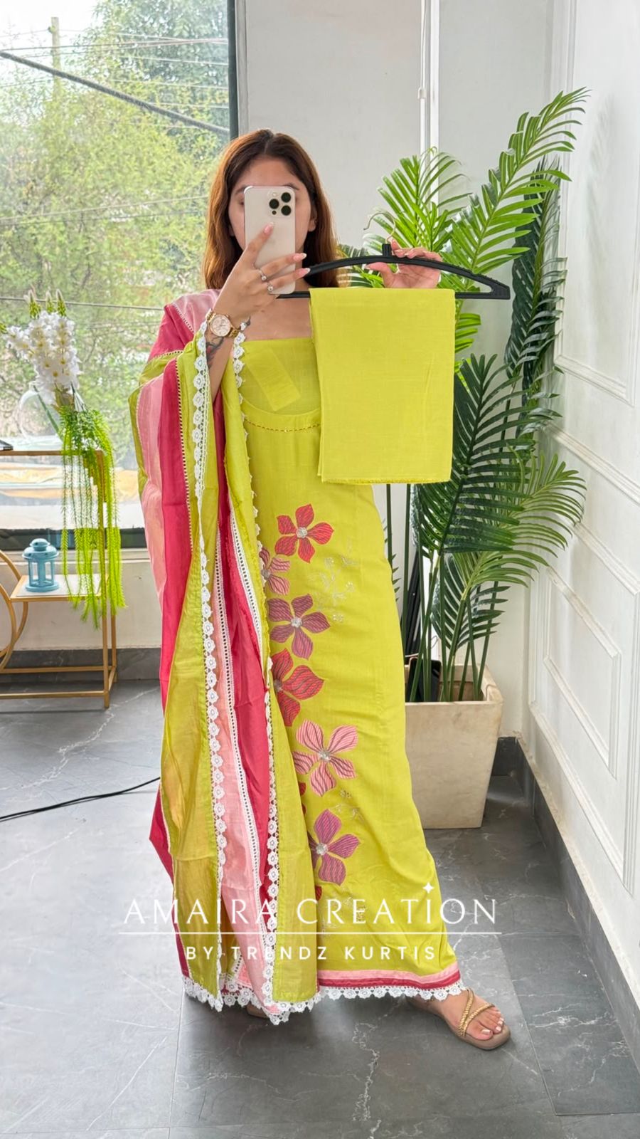 Premium Reyon Lime Green Colour Multi Thread Embroidery Unstitched Suit With Beautiful Dupatta