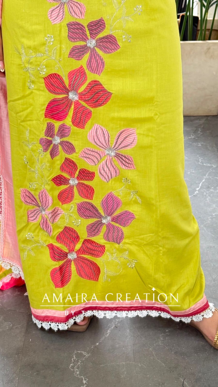 Premium Reyon Lime Green Colour Multi Thread Embroidery Unstitched Suit With Beautiful Dupatta
