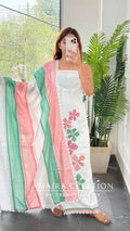 Premium Reyon Off White Colour Multi Thread Embroidery Unstitched Suit With Beautiful Dupatta