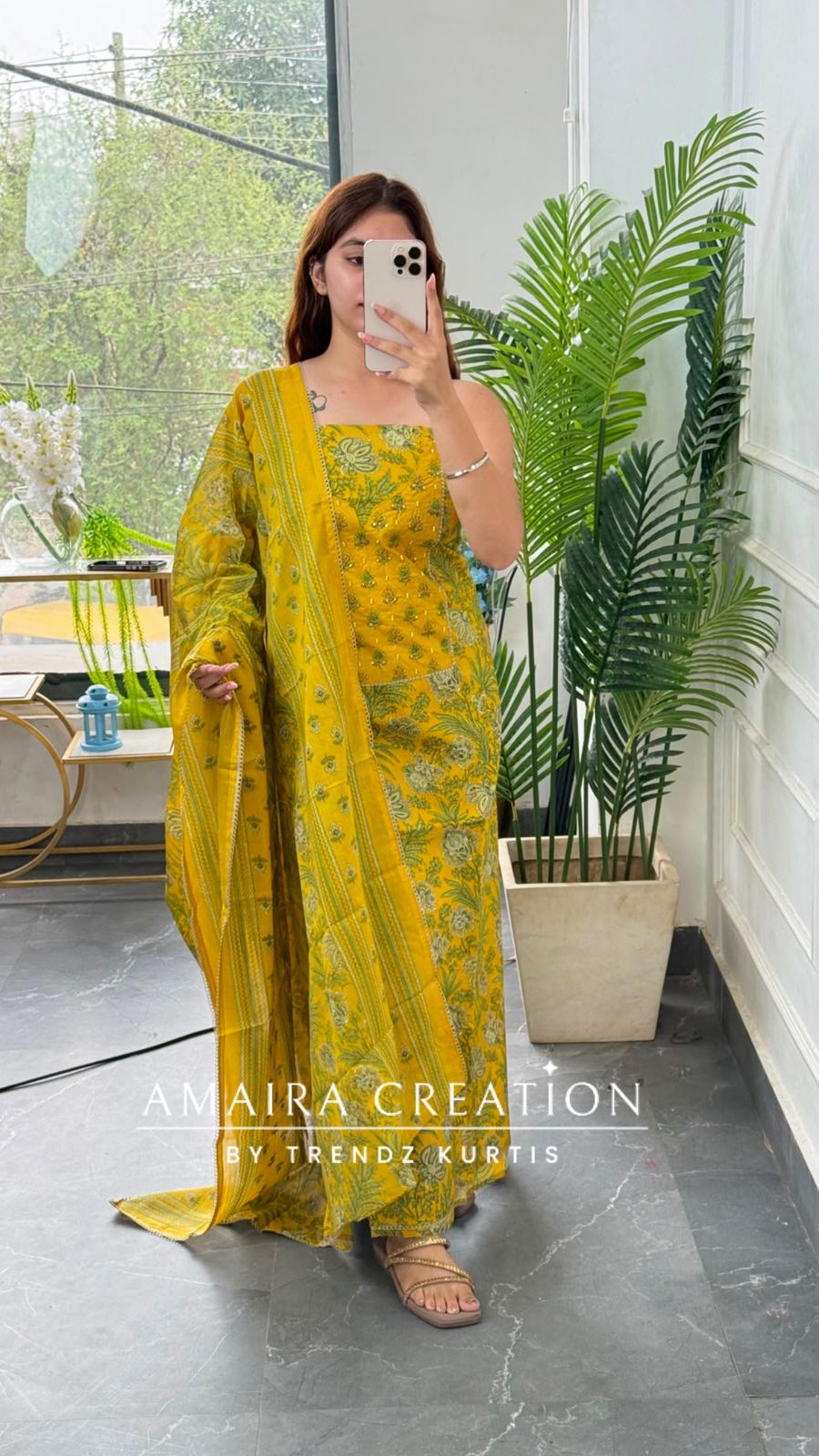Premium Cotton Mustard Colour Unstitched Suit
